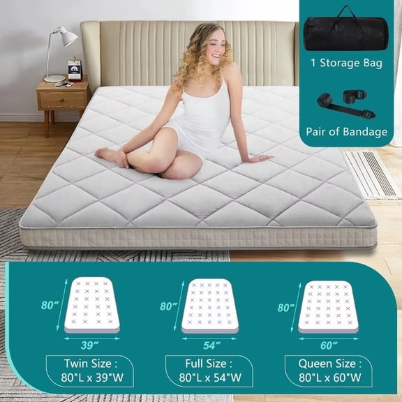 NAIZEA Japanese Floor Mattress Futon Mattress, Portable Camping Mattress Sleeping Pad Futon Guest Mattress