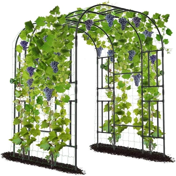 NAIZEA Garden Black Arch Trellis for Climbing Plants Outdoor, 87in Tall Metal Garden Arbor Wedding Arches,Backyard Decoration,Metal Coating Treatment