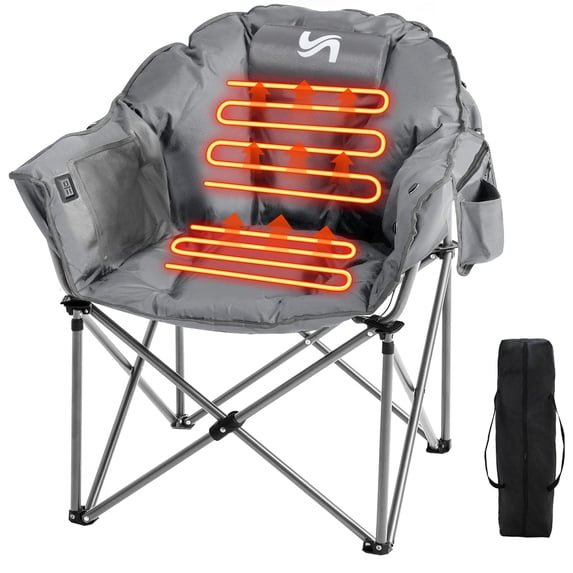 NAIZEA Outdoor Heated Chair - Heated Camping Chair,Oversized Heated Chairs, Outdoor Sports Chair, Folding Chair for Patio, Outdoor Travel Wide&Thick Padding