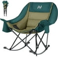 thumbnail image 1 of Oversized Rocking Camping Chair for Adults, Fully Padded Folding Outdoor Lawn Chair with Cooler Bag & Side Pocket, Portable Recliner Chair for Camp, Patio, Backyard, Supports 400 lbs, 1 of 8