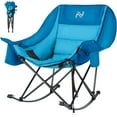 thumbnail image 1 of Oversized Rocking Camping Chair for Adults, Fully Padded Folding Outdoor Lawn Chair with Cooler Bag & Side Pocket, Portable Recliner Chair for Camp, Patio, Backyard, Supports 400 lbs, 1 of 8
