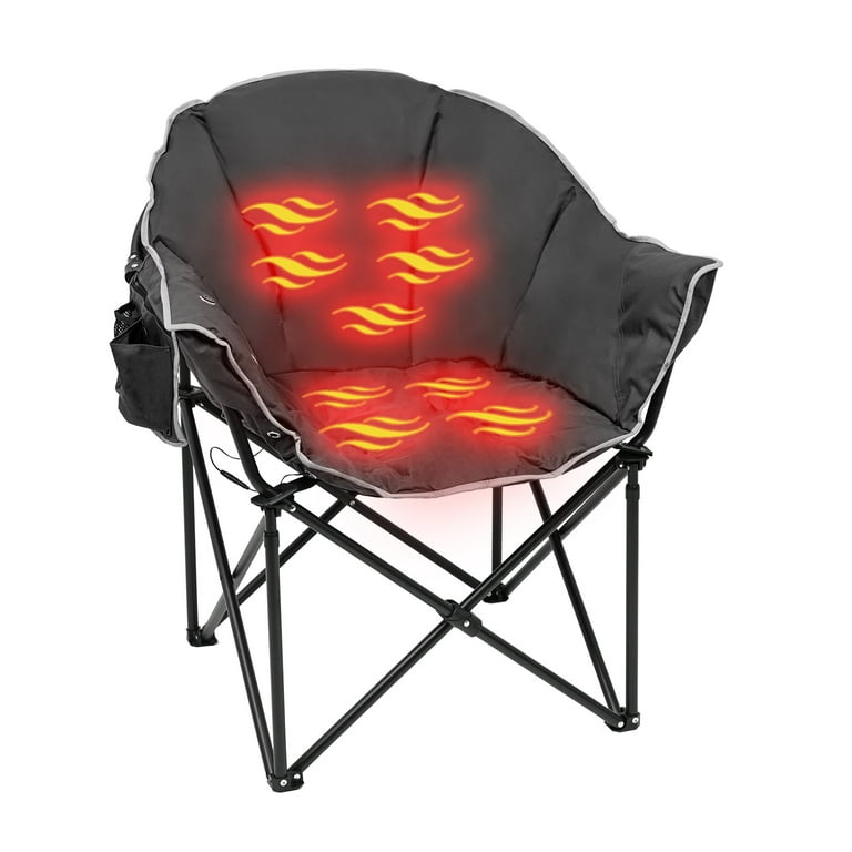 NAIZEA Oversized Heated Camping Chair, Portable Folding Lawn Chair, 3 Heat  Levels, Outdoor Lounge Patio Chair, with Large Pockets and Travel Bag