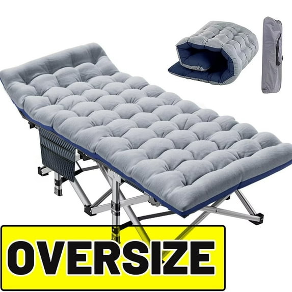 NAIZEA Portable Oversized Contemporary 1200D Polyester Folding Cot, Gray