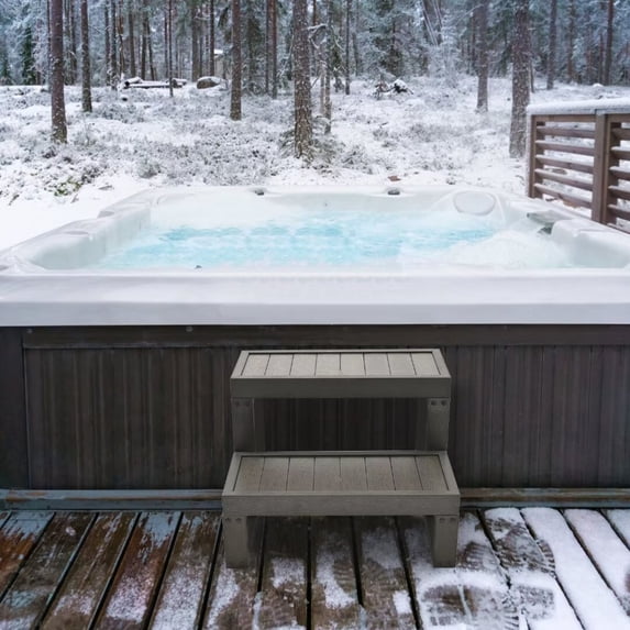 NAIZEA Universal 2 Slip-Resistant Spa & Hot Tub Steps, Outdoor Steps Hot Tub Stairs Above Ground Pool Steps Patio Steps for Outdoor/Indoor, 23.6"W x 16.9"H,Gray