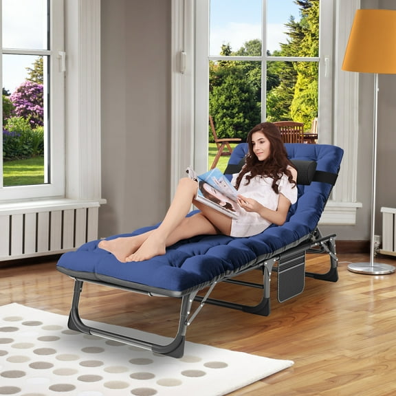 NAIZEA XL Folding Bed Cot with 3.3 Inch 2 Sided Mattress, 75"* 28" Folding Sleeping Cot Guest Bed, Folding Camping Cots with Carry Bag