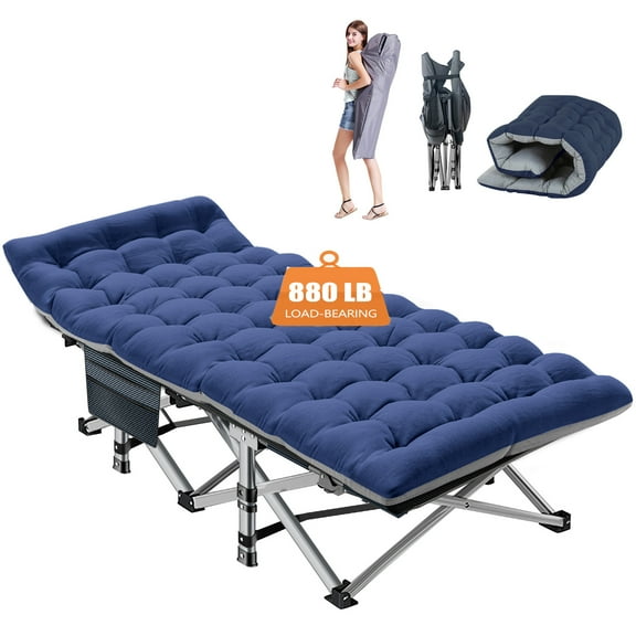 "NAIZEA Portable Lightweight Folding Bed Cot with 3.3 Inch Mattress, 75"" x 28"" Comfortable Camping Cot with Carry Bag"