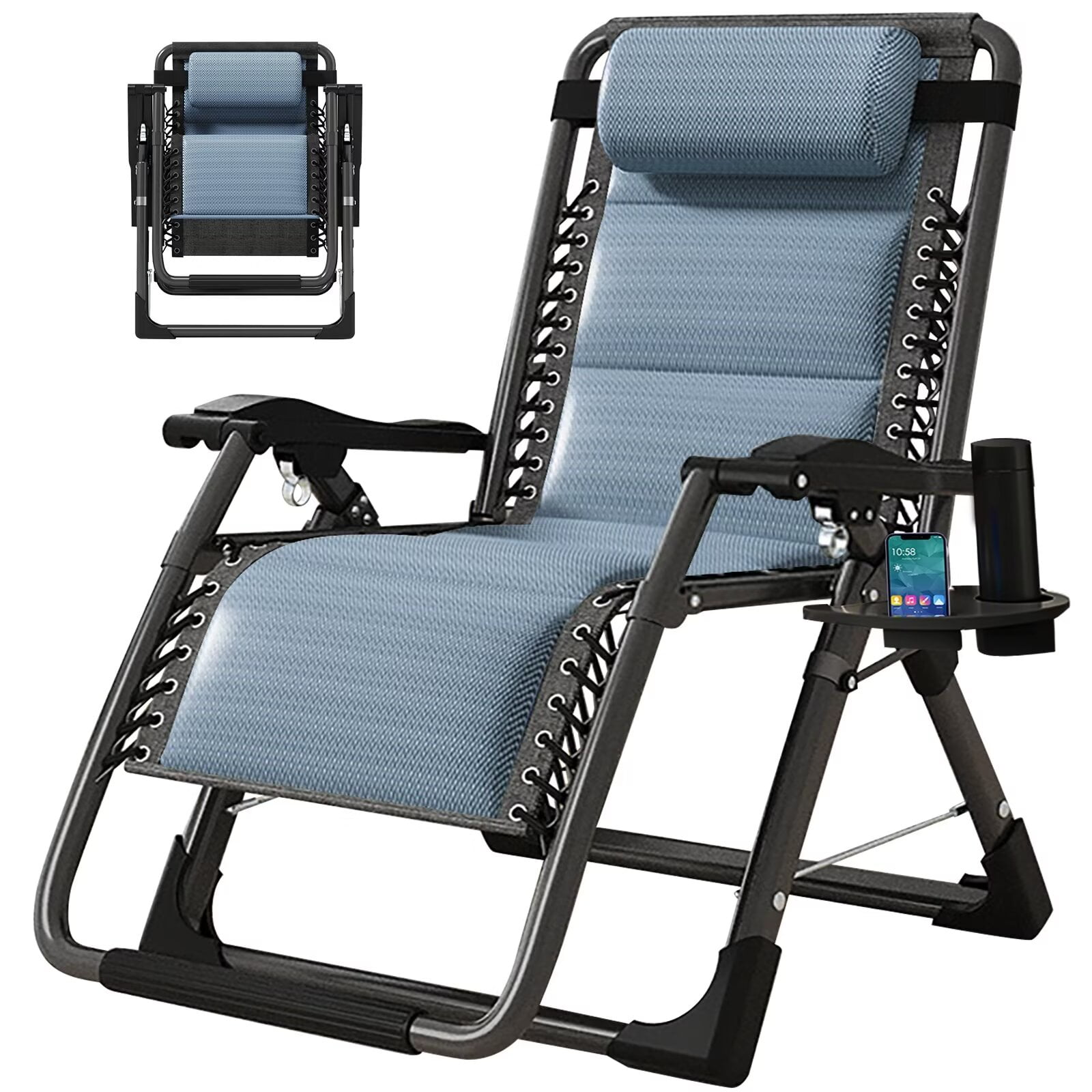 NAIZEA Zero Gravity Chair, Adjustable Lawn Recliner, Folding Lounge