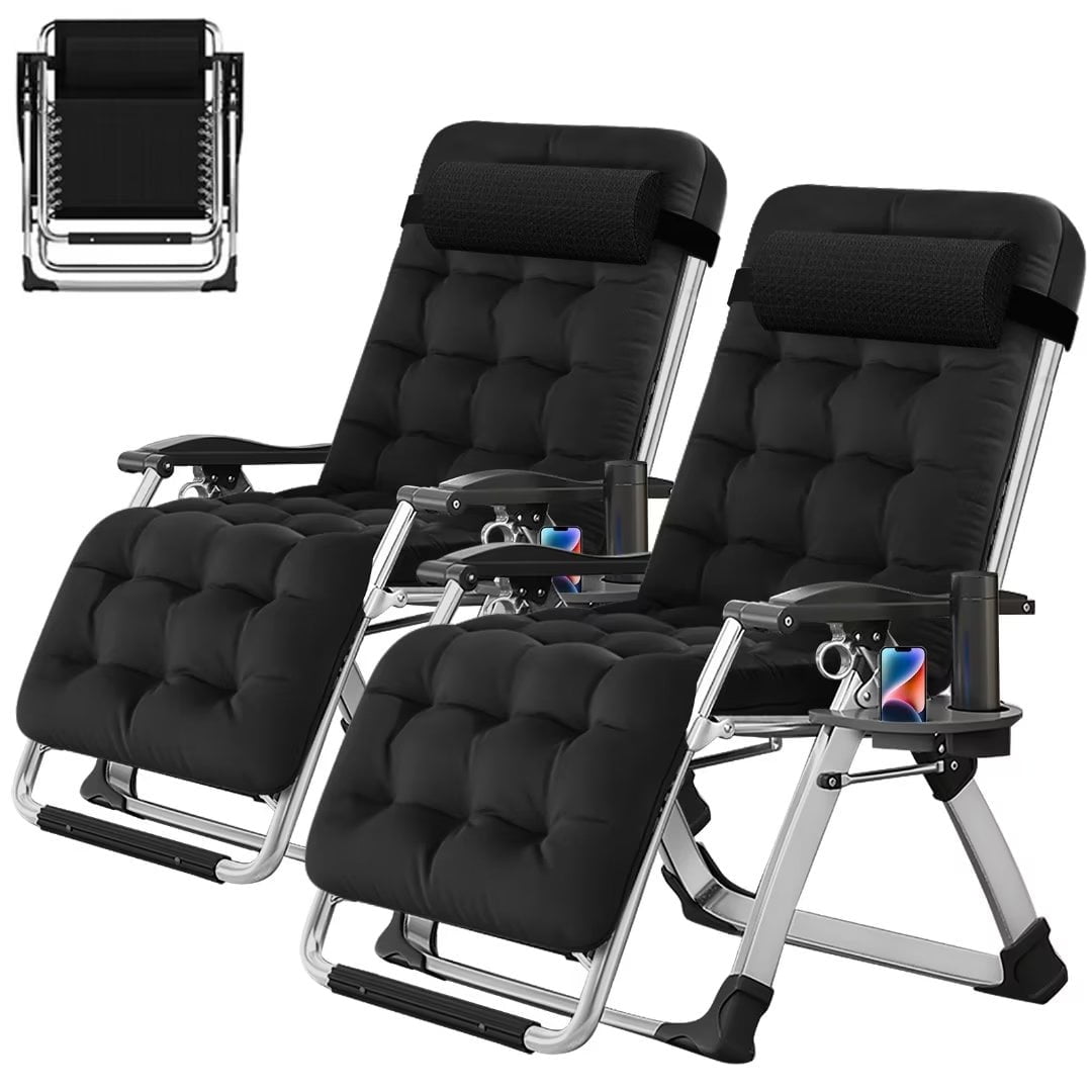 NAIZEA Folding Outdoor Lounge Recliner, Zero Gravity Chair with Cushion