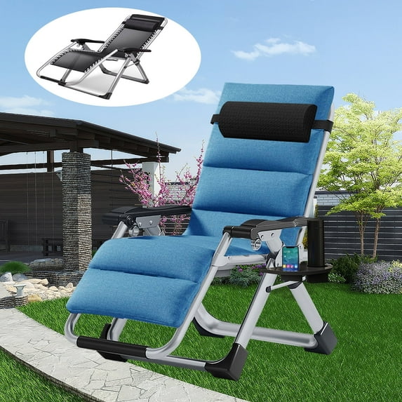 NAIZEA Zero Gravity Chair, Oversize Patio Chair,Lawn Chair Flolding Recliner Lounge Chair with Removable Pillow, Soft Cotton Mattress
