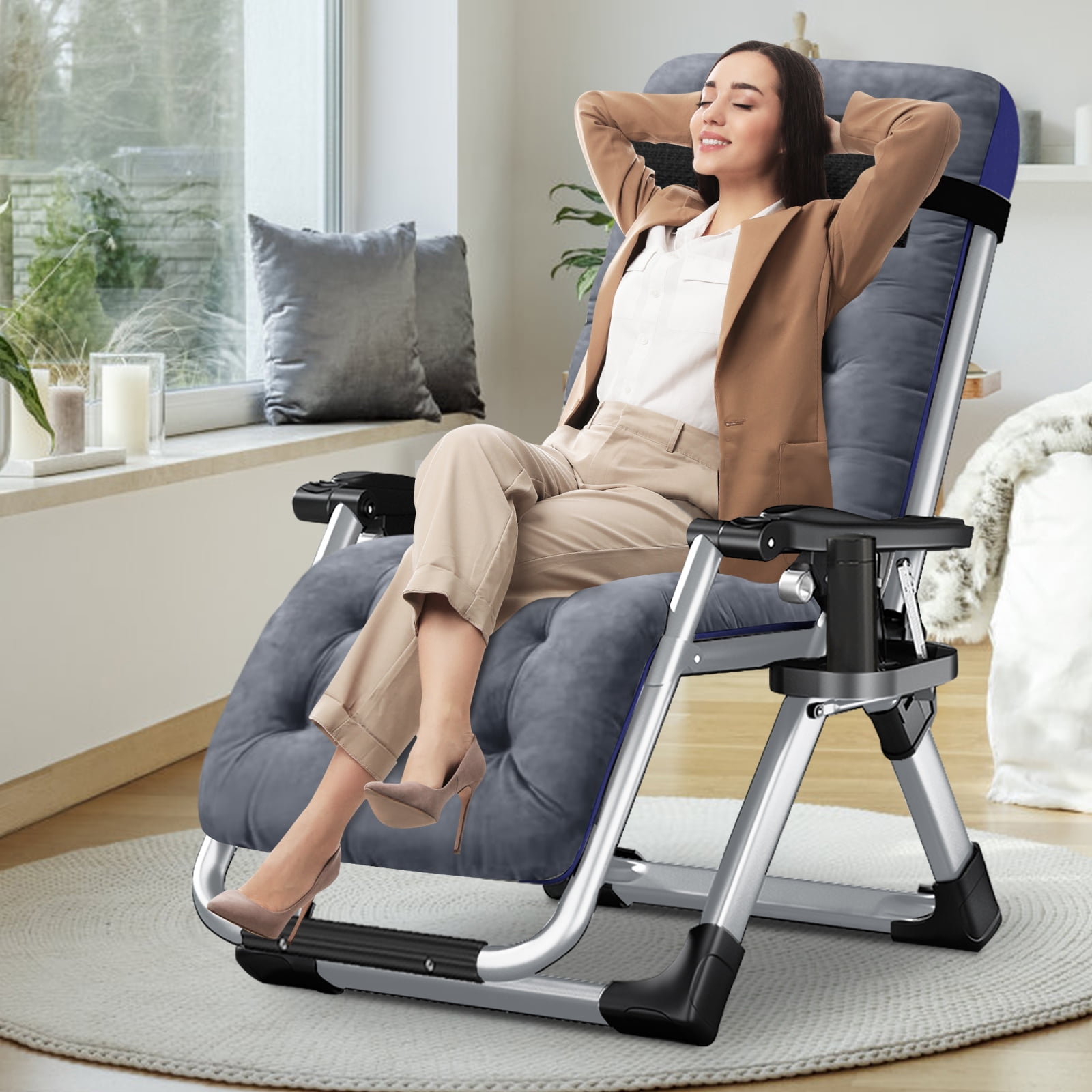NAIZEA Zero Gravity Chair, Removable Soft Cushion, Headrest and Cup