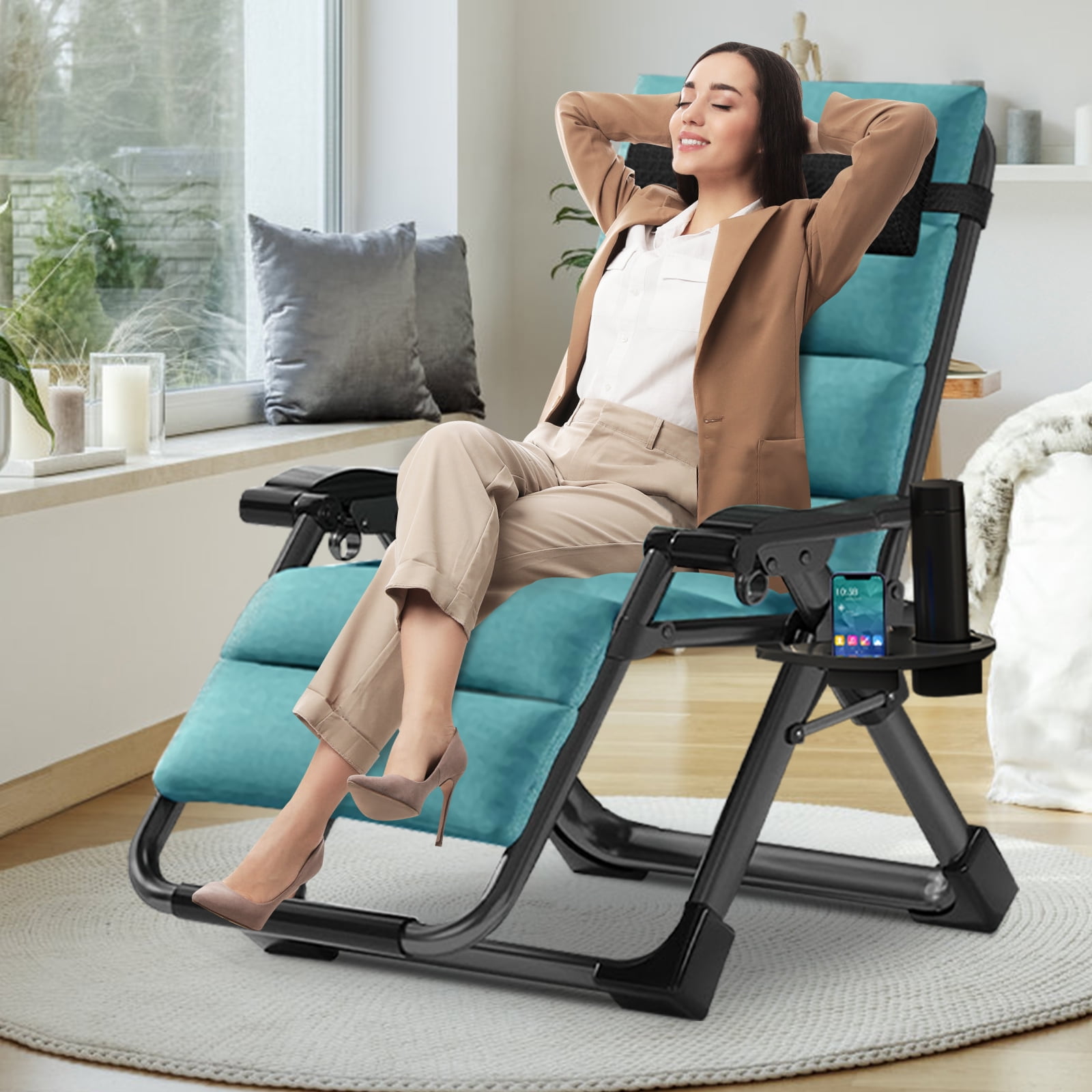 NAIZEA Zero Gravity Chair, Removable Soft Cushion, Headrest and Cup ...