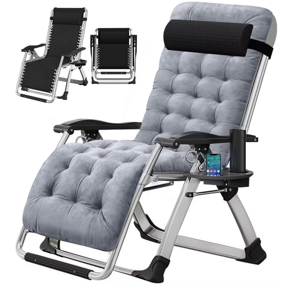 NAIZEA Zero Gravity Chair with Headrest Pillow Folding Recliner Foldable Lounge Chair for Poolside, Lawn and Patio