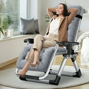 NAIZEA Zero Gravity Chair with Removable Cushion and Cup Holder Black