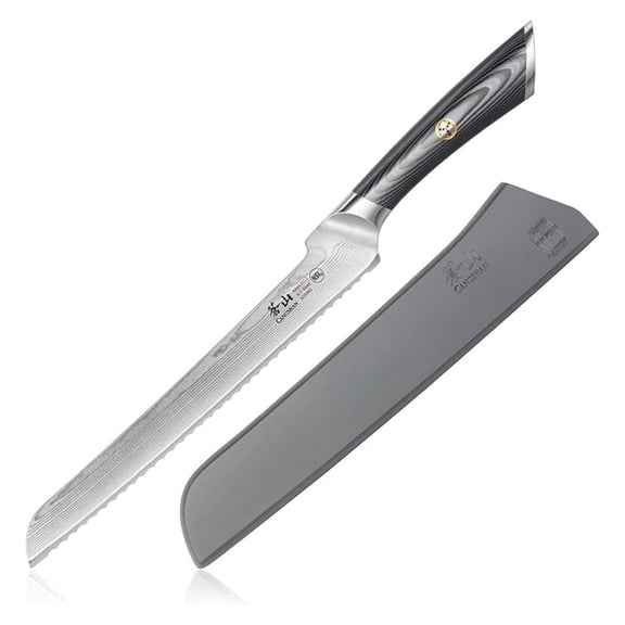 NAKA Series 503060 X-7 Steel Forged 9-inch Offset Bread Knife with Sheath