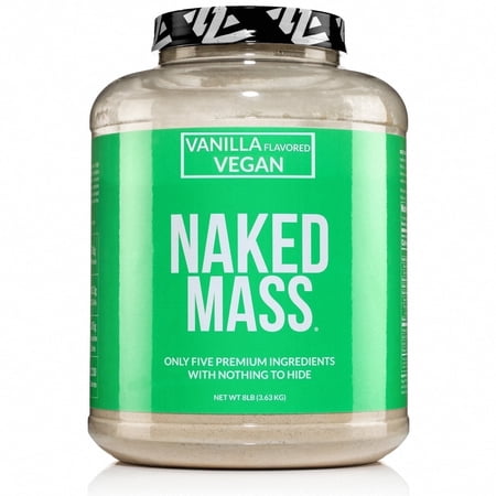 NAKED Mass - Vanilla Vegan Weight Gainer - 8Lb Bulk, GMO Free, Gluten Free, Soy Free & Dairy Free. No Artificial Ingredients - 1,230 Calories - 11 Servings