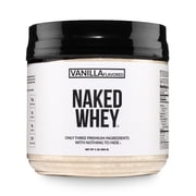 NAKED Nutrition Vanilla Whey Protein 1Lb, Only 3 Ingredients, All Natural Grass Fed Whey Protein Powder + Vanilla + Coconut Sugar- GMO-Free, Soy Free, Gluten Free. Aid Muscle Growth, 12 Servings