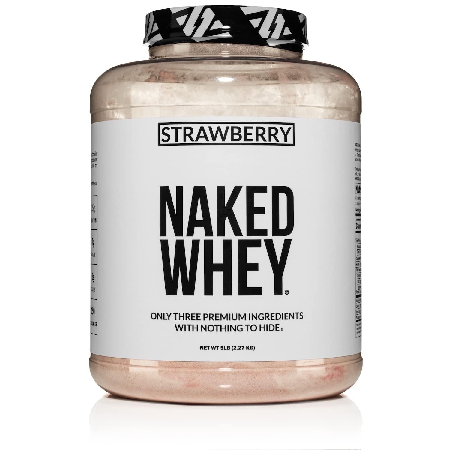 NAKED Strawberry Whey Protein - All Natural Grass Fed Whey Protein Powder + Dried Strawberries + Coconut Sugar- 5lb Bulk, GMO-Free, Soy Free, Gluten Free. Aid Muscle Growth & Recovery - 61 Servings