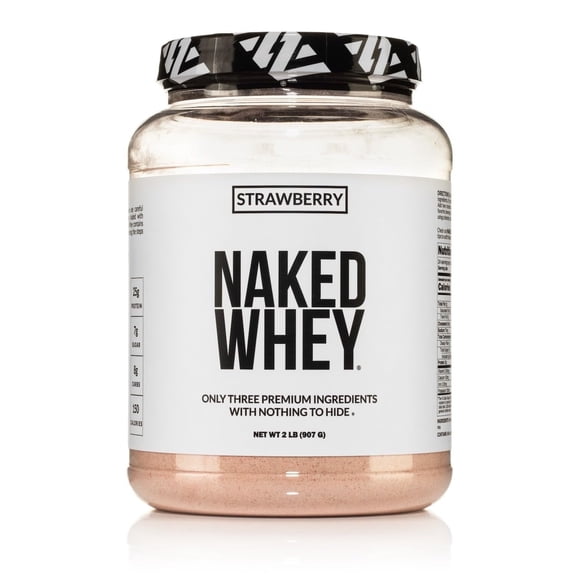 NAKED Strawberry Whey Protein Powder, Only 3 Ingredients, 25g Grass Fed Whey Protein Powder, Aid Muscle Growth & Recovery - 24 Servings