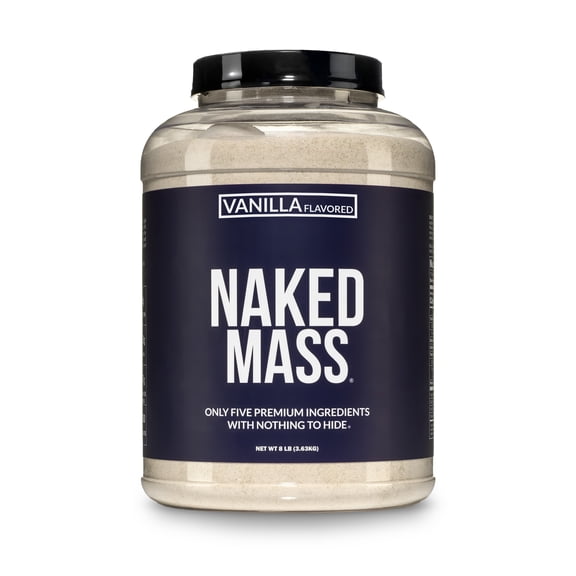 NAKED Vanilla Mass - All Natural Vanilla Weight Gainer Protein Powder - 8lb Bulk, GMO Free, Gluten Free & Soy Free, No Artificial Ingredients - 1,260 Calories - 11 Servings
