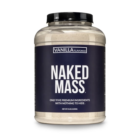 NAKED Vanilla Mass - All Natural Vanilla Weight Gainer Protein Powder - 8lb Bulk, GMO Free, Gluten Free & Soy Free, No Artificial Ingredients - 1,260 Calories - 11 Servings