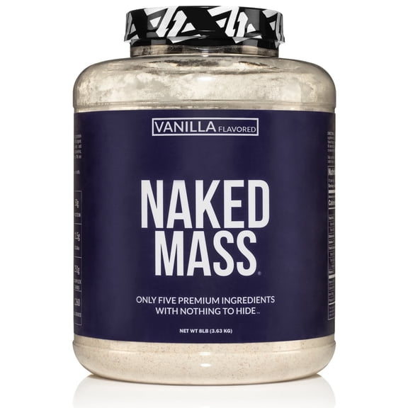 NAKED Vanilla Mass - All Natural Vanilla Weight Gainer Protein Powder - 8lb Bulk, GMO Free, Gluten Free & Soy Free, No Artificial Ingredients - 1,260 Calories - 11 Servings