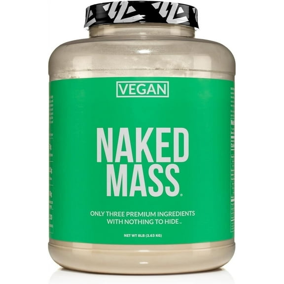 NAKED Vegan Mass - Natural Vegan Weight Gainer Protein Powder - 8Lb Bulk, GMO Free, Gluten Free, Soy Free & Dairy Free. No Artificial Ingredients - 1,230 Calories - 11 Servings
