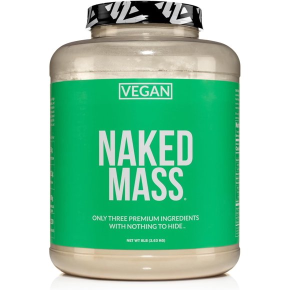 NAKED Vegan Mass - Natural Vegan Weight Gainer Protein Powder - 8Lb Bulk, GMO Free, Gluten Free, Soy Free & Dairy Free. No Artificial Ingredients - 1,230 Calories - 11 Servings