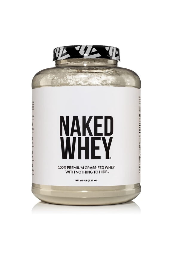 NAKED WHEY 5LB 100% Grass Fed Unflavored Whey Protein Powder - Only 1 Ingredient, Undenatured - No GMO, Soy or Gluten - No Preservatives - Promote Muscle Growth and Recovery - 76 Servings