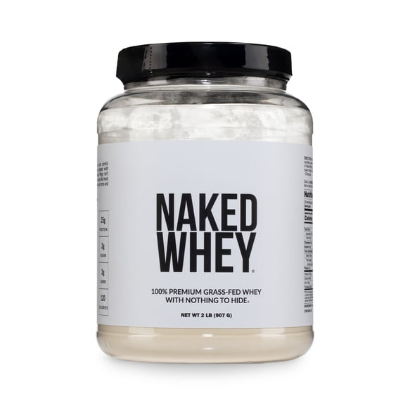 NAKED Whey 2LB 100% Grass Fed Whey Protein Powder - Only 1 Ingredient, Unflavored Whey Protein, Undenatured, Gluten Free, Soy Free, No GMOs, No Preservatives
