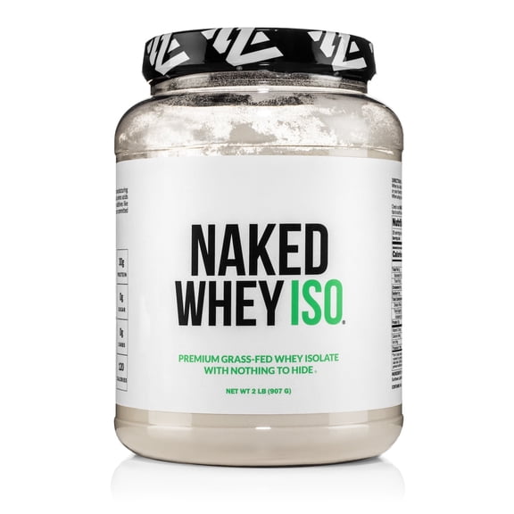 NAKED Whey Isolate Protein - Only 2 Ingredients, 30g Grass-Fed Protein, Unflavored, Undenatured, No GMO, No Soy, Gluten-Free, No Preservatives - 28 Servings