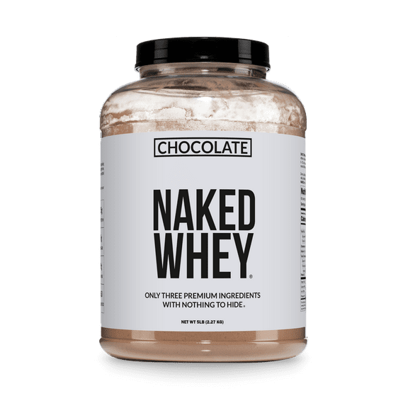 NAKED Whey Protein Supplement Powder, Chocolate, GMO Free, Soy Free, Gluten Free Aid Muscle Growth and Recovery 60 Servings, 5 Ib