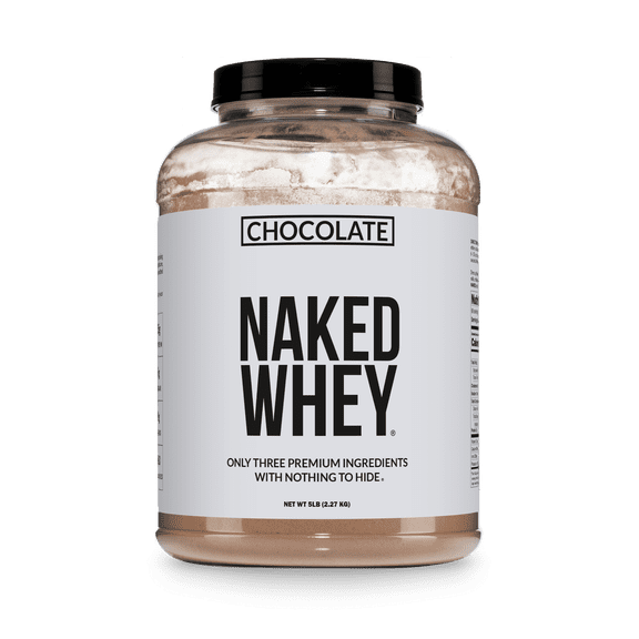 NAKED Whey Protein Supplement Powder, Chocolate, GMO Free, Soy Free, Gluten Free Aid Muscle Growth and Recovery 60 Servings, 5 Ib