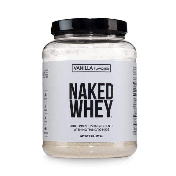 NAKED Whey Vanilla Protein Powder - Only 3 Ingredients - Grass Fed Whey Protein Powder, Vanilla Flavor, and Organic Coconut Sugar, No GMO, No Soy, and Gluten Free - 24 Servings