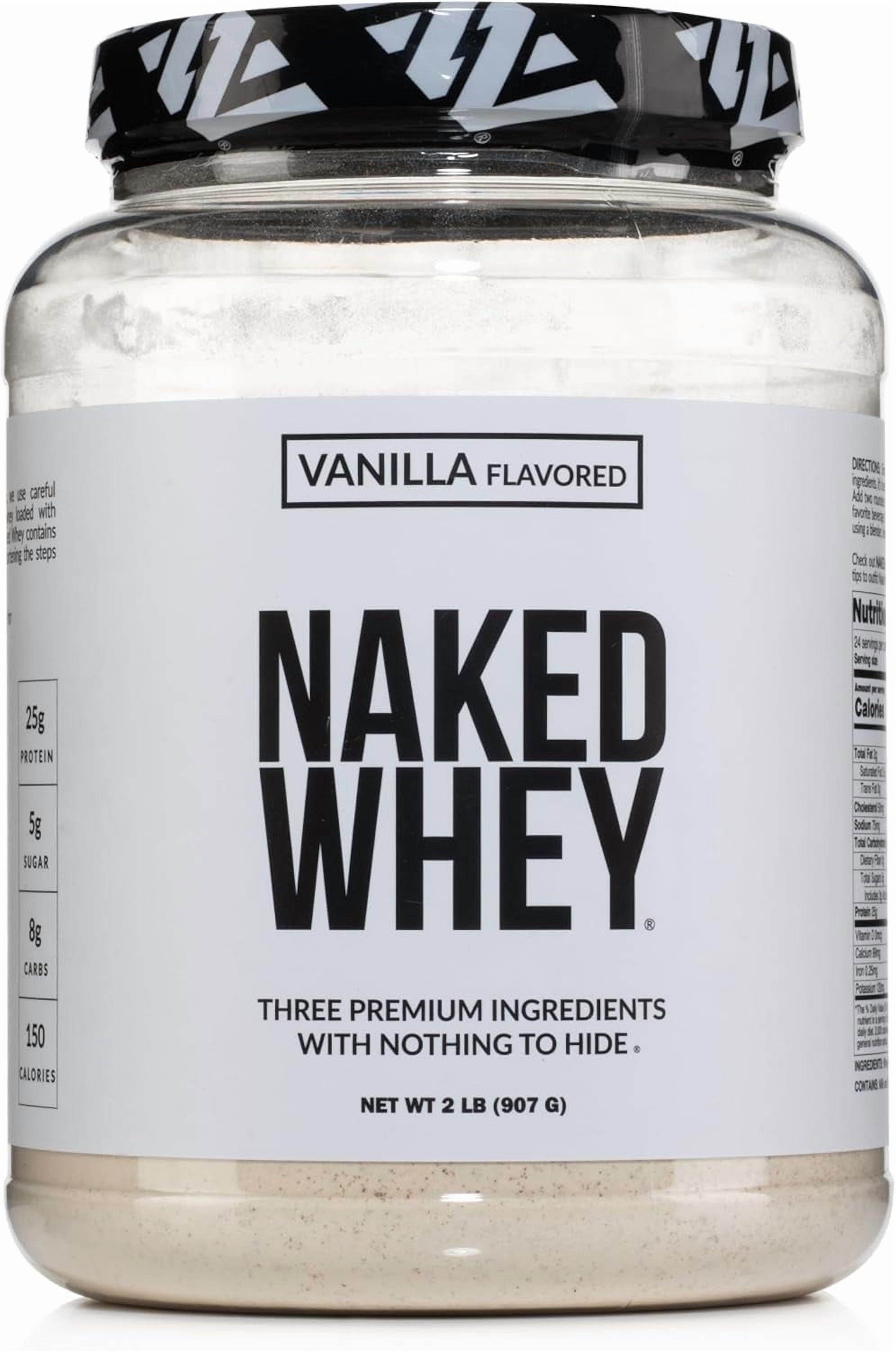 NAKED Whey Vanilla Protein Powder - Only 3 Ingredients - Grass Fed Whey Protein Powder, Vanilla Flavor, and Organic Coconut Sugar, No GMO, No Soy, and Gluten Free - 24 Servings
