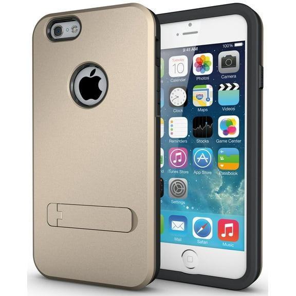 NAKEDCELLPHONE GOLD SLIM TOUGH SHIELD MATTE ARMOR HYBRID CASE COVER SKIN FOR APPLE iPHONE 6 (4.7")