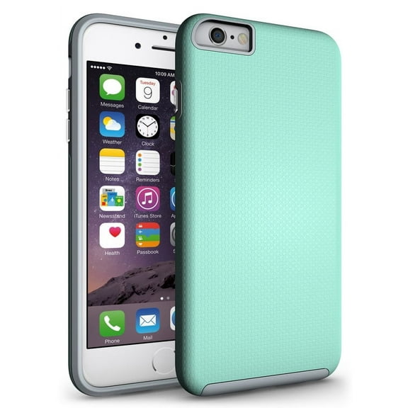 NAKEDCELLPHONE'S MINT TEXTURED GRIP SOFT SKIN HARD CASE COVER FOR APPLE iPHONE 6 PLUS / 6s PLUS