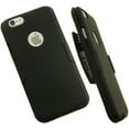 thumbnail image 1 of NAKEDCELLPHONE'S NEW BLACK RIBBED RUBBERIZED HARD CASE COVER + BELT CLIP HOLSTER STAND FOR APPLE iPHONE 6 (4.7") WITH HOLE FOR APPLE LOGO, 1 of 10
