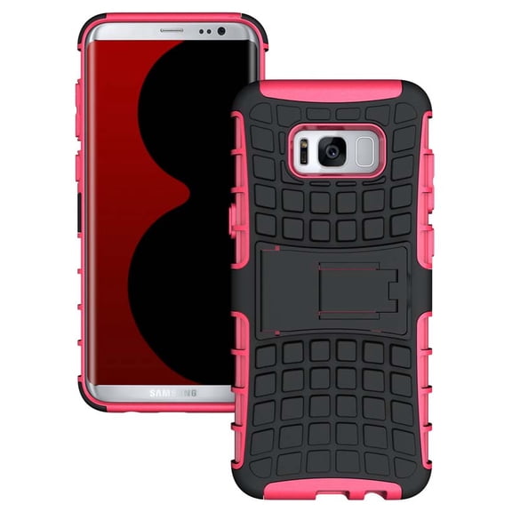 NAKEDCELLPHONE'S PINK GRENADE GRIP RUGGED TPU SKIN HARD CASE COVER STAND FOR SAMSUNG GALAXY S8, SM-G950