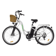 NAKTO Electric Dirt Bike for Female, Peak 500W Electric Bicycle with Basket, 24MPH Commuter Ebike, Speed Gear, Front Fork Suspension, UL2849 Certified