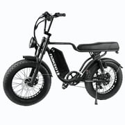 NAKTO F2 Electric Bike for Adults, 20 x 4 Fat Tire All-Terrain Ebike with 750W Motor, 48V 16Ah Removable Battery, 60 Miles Long Range, Shimano 6-Speed, Dual Disc Brakes, Black