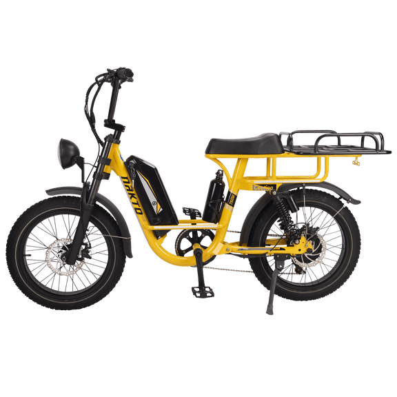NAKTO F4 Fat Tire Electric Bike with Rear Rack for Adults, 20" All-Terrain Ebike with 750W Motor (1000W Peak), 48V 14Ah Battery, 28MPH, Shimano 6-Speed, Dual Disc Brakes, Yellow/Black