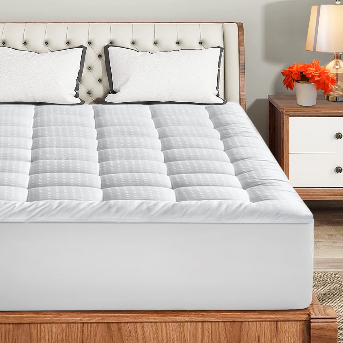 NAKTO Twin Size Mattress Pad Pillow Top Mattress Cover Quilted Fitted
