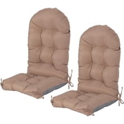 Nalone 2 Pcs Outdoor Adirondack Chair Cushions, Weather Resistant Patio Rocking Chair Cushion, Non-Slip Water Resistant High Back Patio Pad with Ties Beige