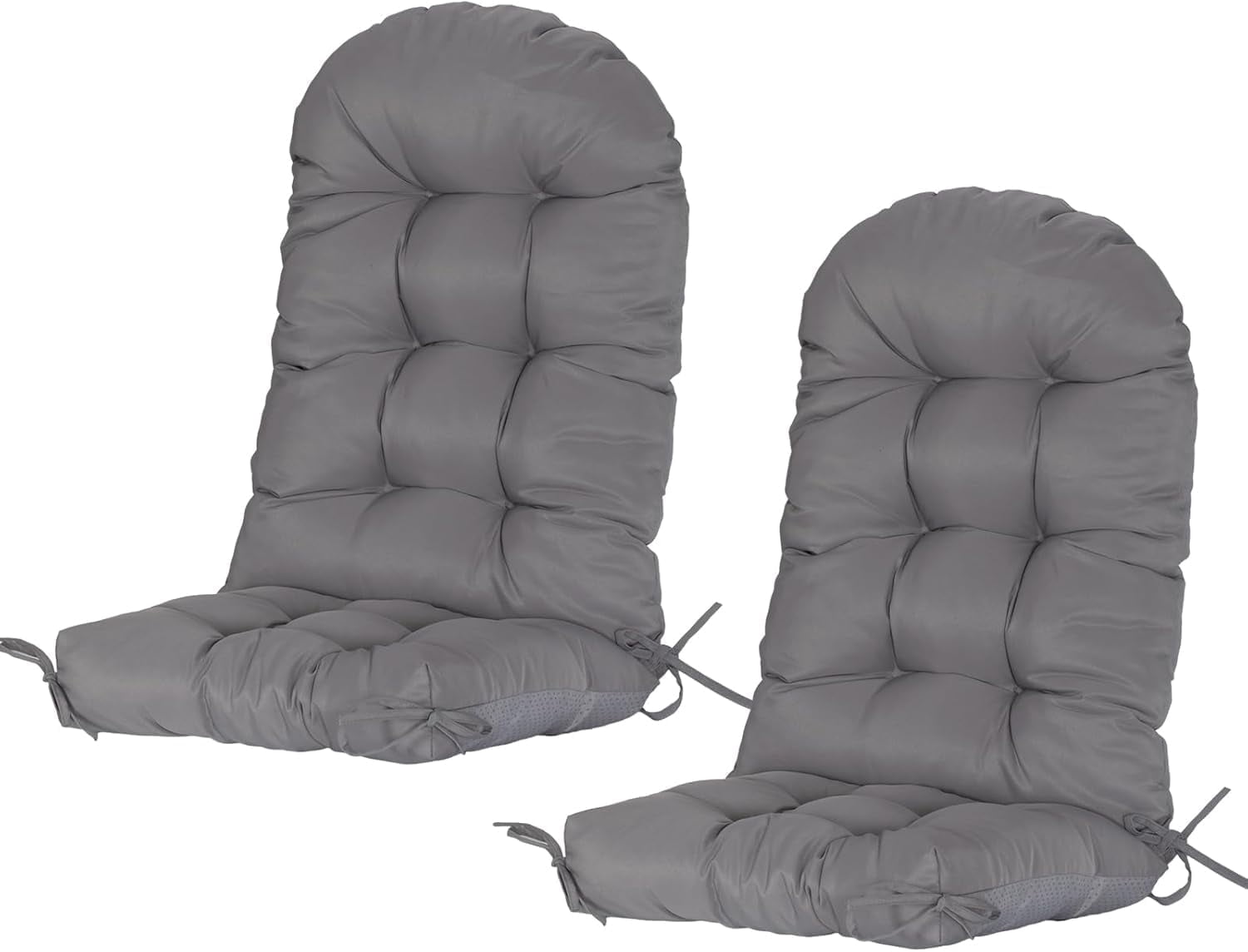 Nalone 2 Pcs Outdoor Adirondack Chair Cushions, Weather Resistant Patio Rocking Chair Cushion, Non-Slip Water Resistant High Back Patio Pad with Ties Grey