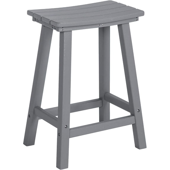 NALONE 24 Inch Outdoor Bar Stool, HDPE Bar Chairs with Footrest, Weather Resistant Waterproof Bar Stools Outside Bar Height Stools for Bar, Kitchen Counter, Yard, Balcony (Grey, 24'' Barstools)