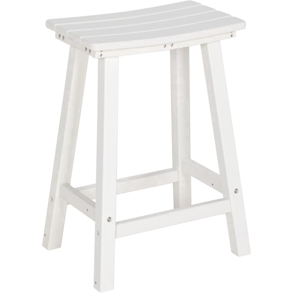 NALONE 24 Inch Outdoor Bar Stool, HDPE Bar Chairs with Footrest, Weather Resistant Waterproof Bar Stools Outside Bar Height Stools for Bar, Kitchen Counter, Yard, Balcony(White, 24'' Barstools)