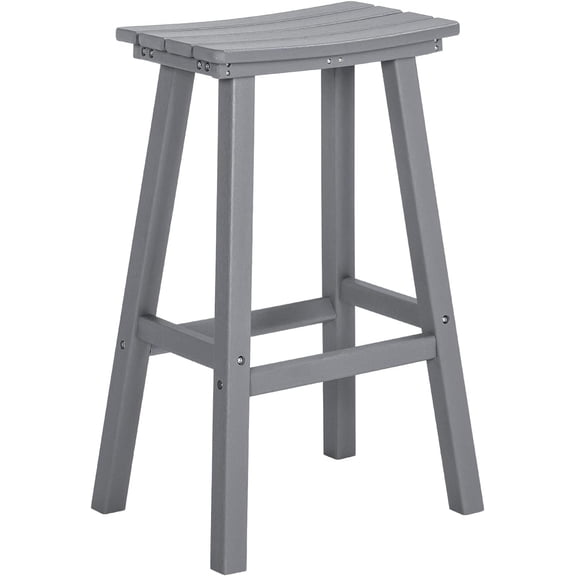 NALONE 29 Inch Outdoor Bar Stool, HDPE Bar Chairs with Footrest, Weather Resistant Waterproof Bar Stools Outside Bar Height Stools for Bar, Kitchen Counter, Yard, Balcony (Grey, 29'' Barstools)
