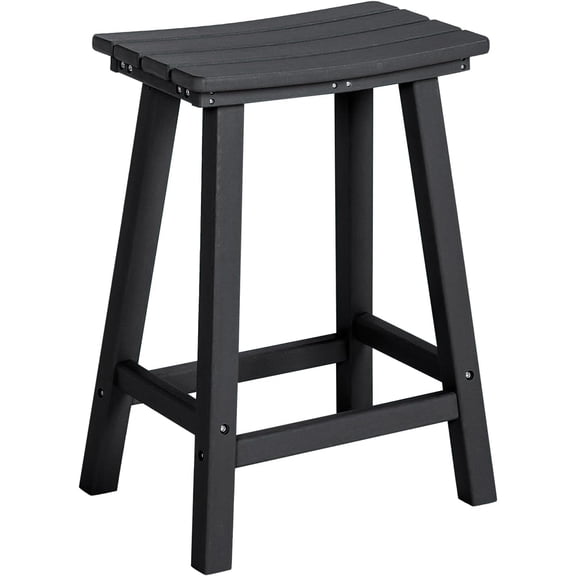 NALONE 29 Inch Outdoor Bar Stool, HDPE Bar Chairs with Footrest, Weather Resistant Waterproof Bar Stools Outside Bar Height Stools for Bar, Kitchen Counter, Yard, Balcony(Black, 29'' Barstools)