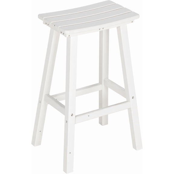 NALONE 29 Inch Outdoor Bar Stool, HDPE Bar Chairs with Footrest, Weather Resistant Waterproof Bar Stools Outside Bar Height Stools for Bar, Kitchen Counter, Yard, Balcony(White, 29'' Barstools)