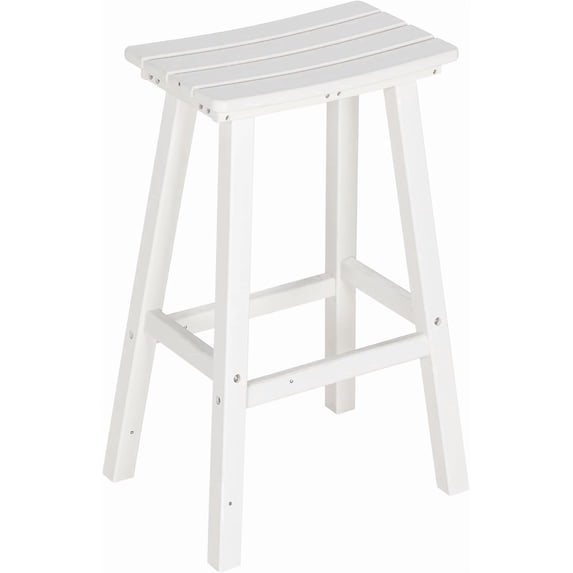 NALONE 29 Inch Outdoor Bar Stool, HDPE Bar Chairs with Footrest, Weather Resistant Waterproof Bar Stools Outside Bar Height Stools for Bar, Kitchen Counter, Yard, Balcony(White, 29'' Barstools)